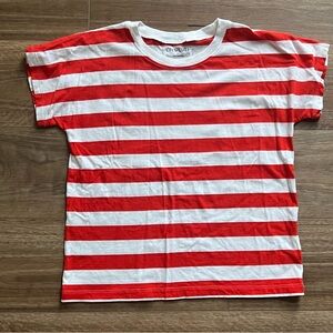 Crewcuts orange/red and white Striped short sleeve Tee shirt girls 12-14